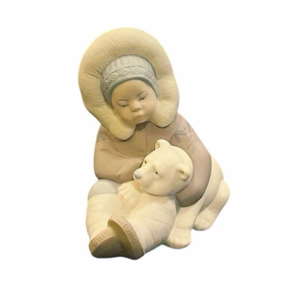 Lladro Porcelain Figure Eskimo Boy with Polar Bear